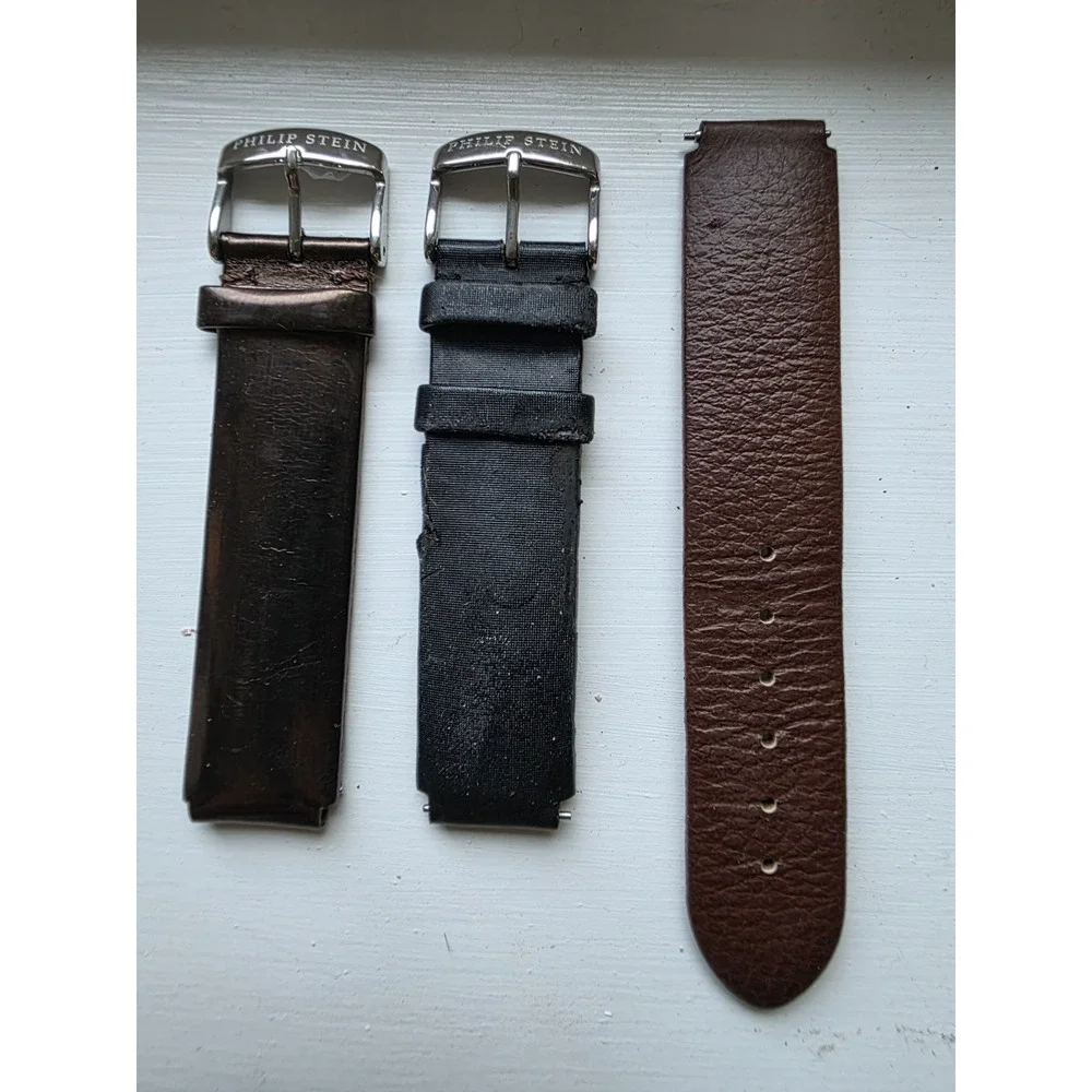 Genuine Philip Stein Watch Straps Replacement Parts Lot 3 Pcs Buckle Bands 18mm
